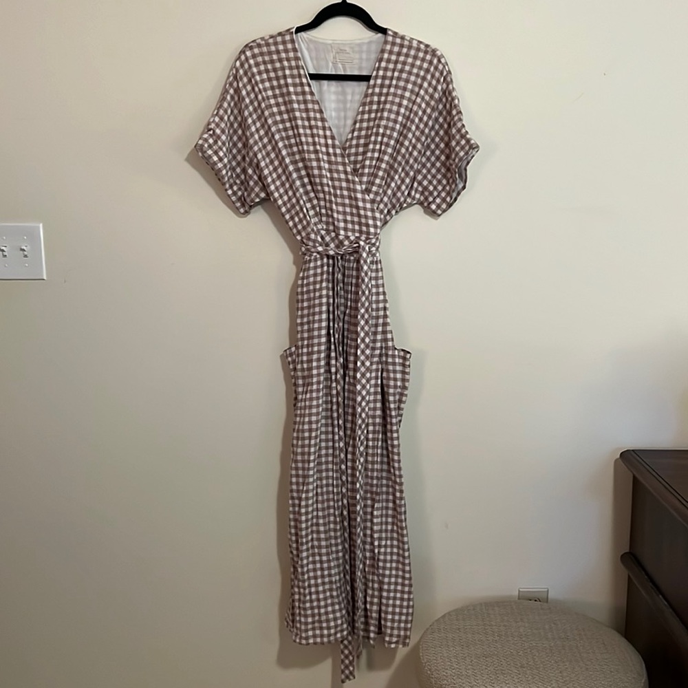 UO gingham wrap dress